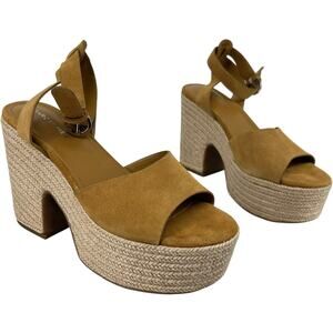 Women's Light Brown Marc Fisher Voshay Espadrille Platform Sandal Sz 9.5